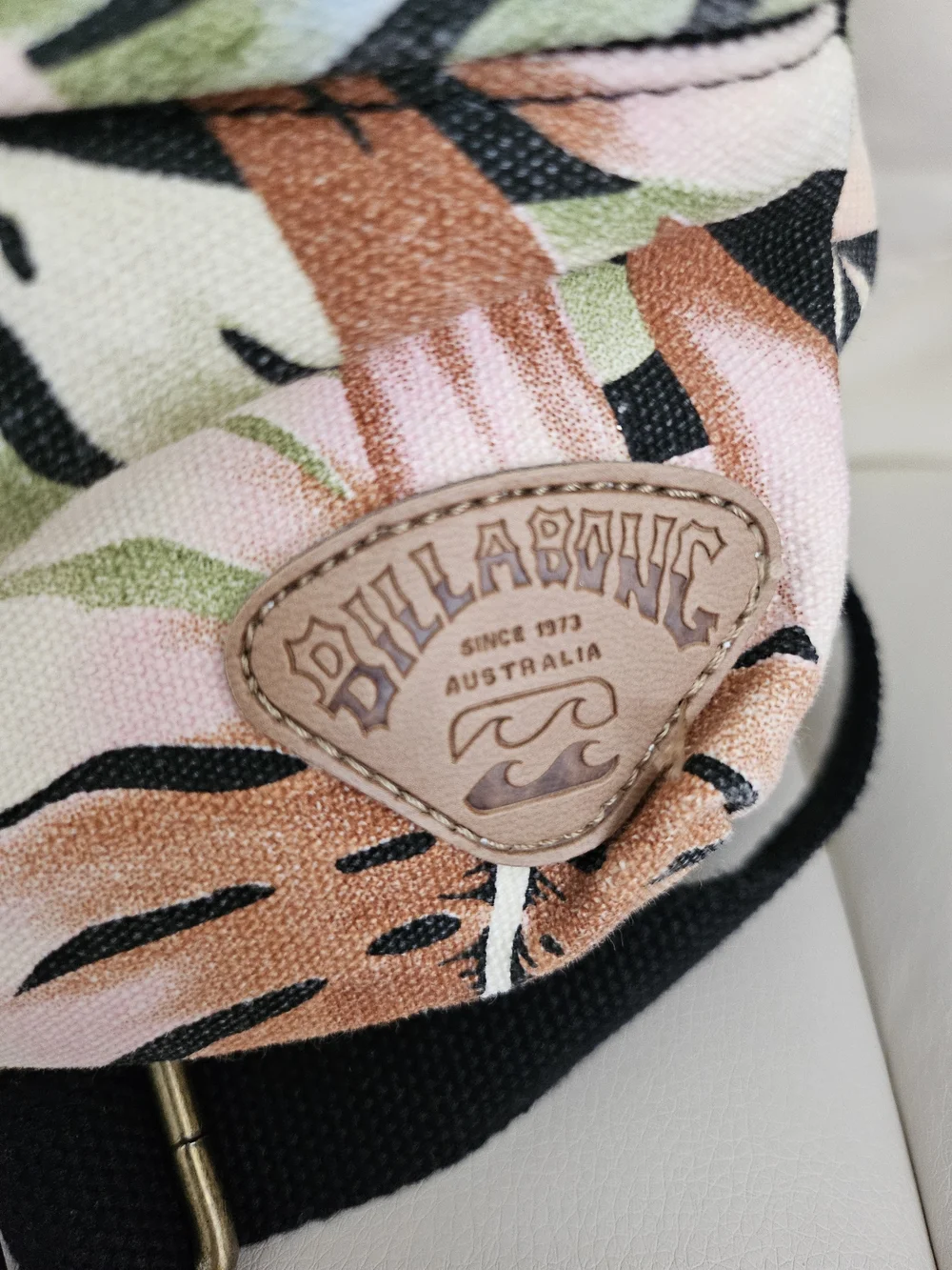 Billabong Mini Backpack in Black with Pink & Green Tropical Print - Picture 7 of 9